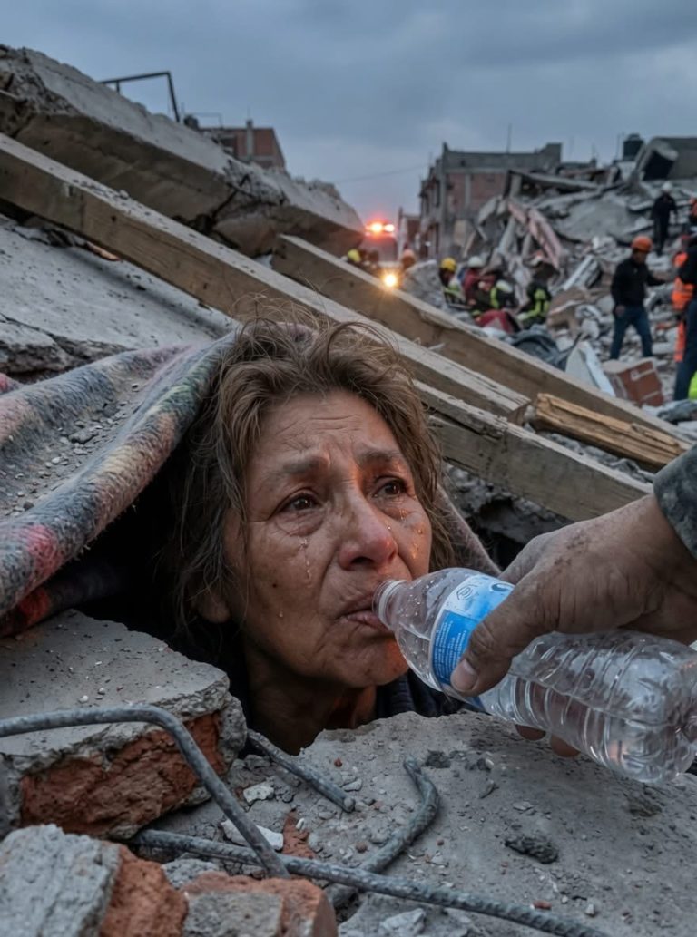 La conmovedora imagen de una mujer atrapada entre los escombros que refleja el valor de la esperanza en medio de la tragedia