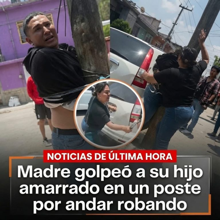 Madre reprende a su hijo después de que vecinos lo retuvieran por un presunto asalto