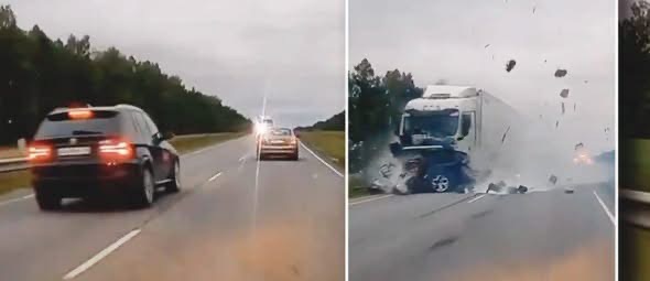 Impactante video muestra una violenta colisión frontal tras un aparente intento de adelantamiento en carretera