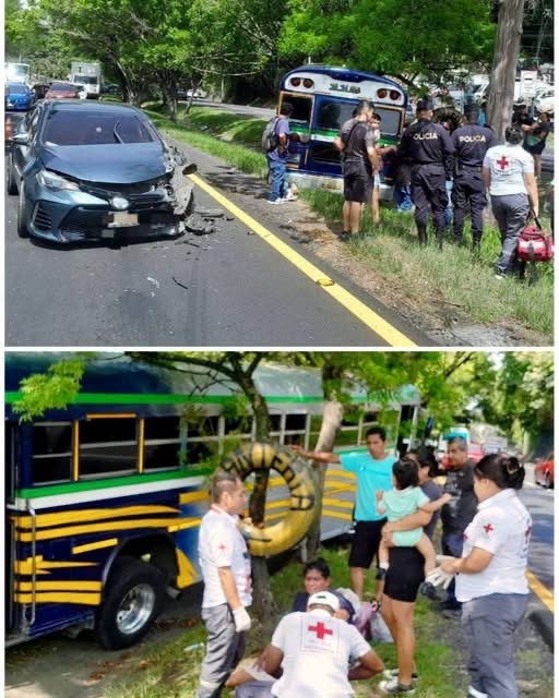 Accidente entre un autobús y un automóvil moviliza a los equipos de emergencia