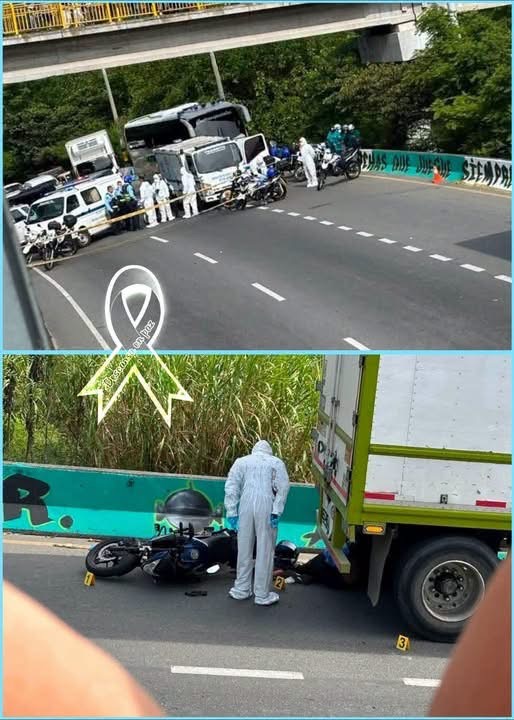 Autoridades investigan un grave incidente entre una motocicleta y un vehículo de carga