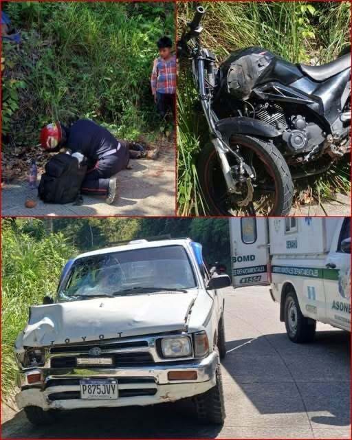 MOTOCICLETA CHOCÓ CONTRA UN VEHÍCULO EN UNA TRANSITADA CARRETERA… Y EL ESTADO EN QUE QUEDÓ EL CONDUCTOR MOVILIZÓ A LOS RESCATISTAS